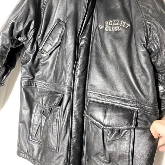 Vintage Canada Sportswear Black Lamb Leather Coat W Drawstring Waist L - Picture 12 of 15